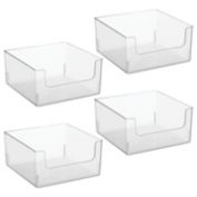 mDesign Open Front Plastic Storage Bin for Cube Furniture, 12" W, 4 Pack - Clear