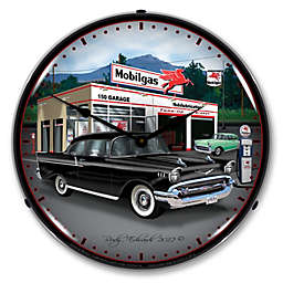 Collectable Sign & Clock   1957 Chevy Mobilgas LED Wall Clock Retro/Vintage, Lighted