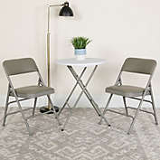 Flash Furniture HERCULES Series Curved Triple Braced & Double Hinged Gray Vinyl Metal Folding Chair