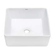 Ruvati 15 x 15 inch Bathroom Vessel Sink White Square Above Counter Porcelain Ceramic
