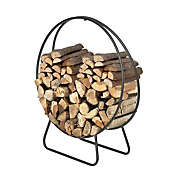 Infinity Merch 24 in. Round Wrought Iron Fireplace Firewood Log Rack