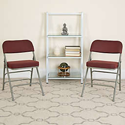 Flash Furniture HERCULES Series Premium Curved Triple Braced & Double Hinged Burgundy Fabric Metal Folding Chair
