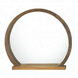 Accent Plus Round Wooden Mirror With Shelf