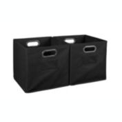 Niche Cubo Set of 2 Foldable Fabric Storage Bin with Built-in Chrome Handles - Black