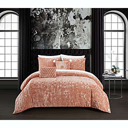 Chic Home Alianna Comforter Set Crinkle Crushed Velvet Bed In A Bag - Sheet Set Decorative Pillow Shams Included - 9-Piece - Queen 90x92