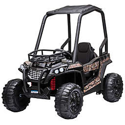 Aosom 12V Dual Motor Kids Electric Ride-on UTV Toy with MP3/USB Music Connection, Suspension, & Remote Control, Camo