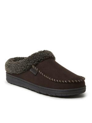 Dearfoams Mens Brendan Microsuede Moc Toe Clog with Whipstitch