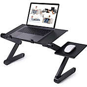 RAINBEAN Portable Lap Desk - Foldable Notebook Riser with Mouse Pad - Ergonomic Design with Heat Dissipation for 13&#39;&#39;-17&#39;&#39; Laptops - Black