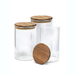 TIDIFY Acacia Lid Jar Set, Gloss Containers with Lids, Premium Food Canister Set - Storage Containers
