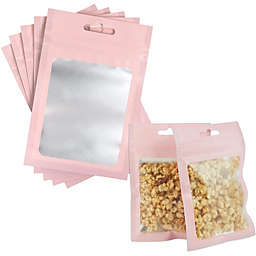 Sparkle and Bash Pink Resealable Plastic Bags, Clear Storage Bag (4 x 6 in, 120 Pack)