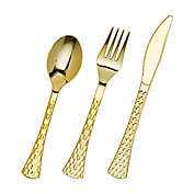 Smarty Had A Party Shiny Metallic Gold Glamour Plastic Cutlery Set (600 Spoons, 600 Forks and 600 Knives)
