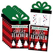 Big Dot of Happiness Plaid Teacher Appreciation - Holiday and Christmas Gifts Money and Gift Card Sleeves - Nifty Gifty Card Holders - 8 Ct