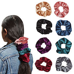 Glamlily Jumbo Velvet Hair Scrunchies, Assorted Colors for Women, Girls, Teens (8 Pack)