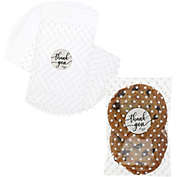 Sparkle and Bash White Polka Dot Cellophane Cookie Bags, Thank You Stickers (4 x 6 in, 250 Pack)