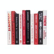 Booth & Williams Black, White, Red Team Colors Decorative Books, One Foot Bundle of Real, Shelf-Ready Books