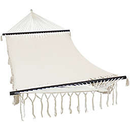 Sunnydaze American Deluxe-Style Mayan Hammock with Spreader Bars - Natural