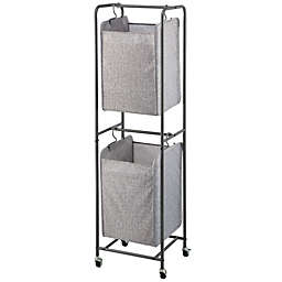 mDesign Vertical Portable Laundry Hamper Basket - Metal Frame - Black