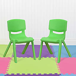 Flash Furniture 2 Pack Green Plastic Stackable School Chair with 12" Seat Height