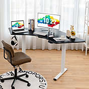 Gymax Dual-Motor L Shaped Standing Desk Ergonomic Sit Stand Computer Workstation White & Black