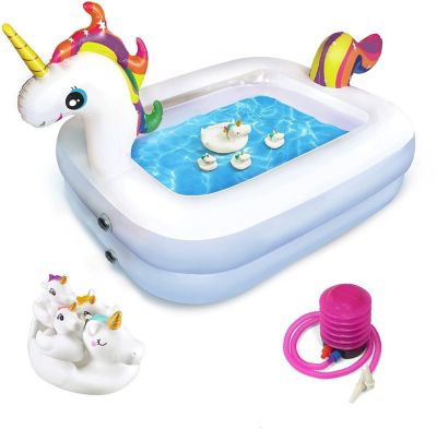 Kidzlane Unicorn Pool for Kids with Unicorn Pool Toys   Small Inflatable Kiddie Pool