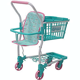 KOOKAMUNGA KIDS Toy Shopping Cart with Removable Hand Basket Realistic 2 in 1 Kids Grocery Trolley with Front Doll Seat Carrier   Rainbow