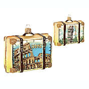 Rome Italy Travel Suitcase Polish Blown Glass Christmas Ornament ONE Decoration