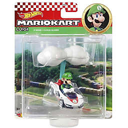 Hot Wheels Die-Cast Mario Kart Luigi in P-Wing Kart with Cloud Glider