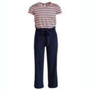 Monteau Big Girl&#39;s Striped Jumpsuit -Pink Size M
