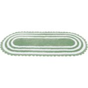 Collections Etc Soft & Absorbent Scalloped Crochet Edge Bath Runner Rug Green