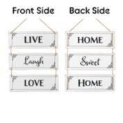 TX USA Decorative 3 Panels White Reversible Hanging Wood Wall Sign Decor - White