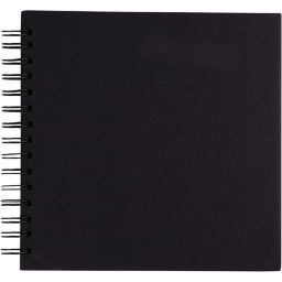 Paper Junkie Hardcover Scrapbook - Blank Wedding Guest Book, Photo Album, Square Spiral Bound Cardboard Cover Sketchbook for Kids DIY Craft, Diary Journal, Black, 40 Sheets, 8 x 8 Inches