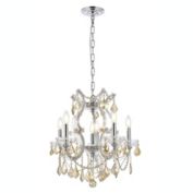 Elegant Lighting Maria Theresa 6 light Chrome Pendant Golden Teak (Smoky) Royal Cut Crystal