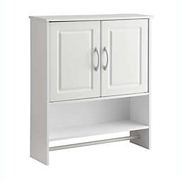 4D Concepts Contemporary Decorative 2 Door Wall Hanging Bathroom Cabinet with Silver Handles, White