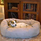 Majestic Pet Product 40-Inch Micro Suede Waterproof Bagel Dog  Bed - Stone
