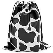 Blue Panda Cow Print Drawstring Party Favor Bags for Farm Birthday (10 x 12 In, 12 Pack)