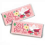 Big Dot of Happiness Floral Let&#39;s Par-Tea - Candy Bar Wrapper Garden Tea Party Favors - Set of 24