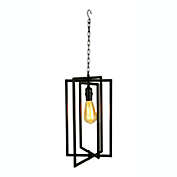 Gerson Oil Rubbed Bronze Finish Rectangular Metal Cage Pendant Light with Edison Bulb