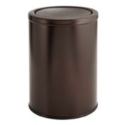 mDesign Small Round Metal 4.8 Gallon Covered Bathroom Swing Lid Trash Can
