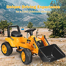Costway Kids Ride On Excavator Digger 6V Battery Powered Tractor -Yellow