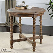 Contemporary Home Living 26" Sunburst Eco-Friendly Distressed Recycled Fir Circular Wooden End Table