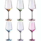 Colored Wine Glasses - Set of 6 Colorful Wine Glasses - 12 oz Stem Color Wine Glasses - Red, Blue, Green, Purple, Pink, Orange