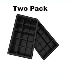Kitcheniva Ice Cube Tray Silicone Water 15 Cube Flexible 2 Pack Mold
