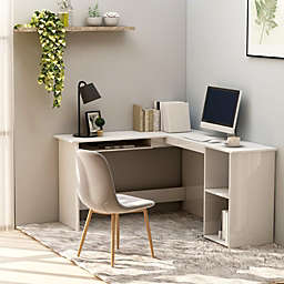 vidaXL L-Shaped Corner Desk High Gloss White 47.2
