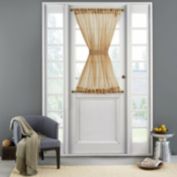 THD Sheer Voile French Door Patio Sidelight Window Treatment Curtain Panels with Tieback for Kitchen Doors - 2 Panels