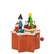 Alexander Taron 3.5&quot; Red and Brown Decorative Christmas Dwarf Hand Crank Music Box