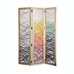 Screen Gems Contemporary 3 Panel Crisscross Screen Room Divider with Natural Finish