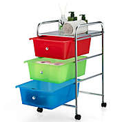 Costway-CA 3-Drawer Rolling Storage Cart with Plastic Drawers for Office-RGB
