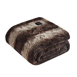 Beautyrest 100% Polyester PV Fur to Plush Heated Wrap, Brown