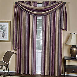 GoodGram Royal Ombre Crushed Semi Sheer Complete 3 Piece Window Curtains & Scarf Set - 42 in. W x 84 in. L, Aubergine