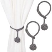 Okuna Outpost Grey Rope Curtain Tiebacks, Holdbacks for Drapes (20 in, 2 Pack)